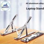 Adjustable Folding Aluminum Laptop Stand – Portable Ergonomic Laptop Holder for Desk & Office